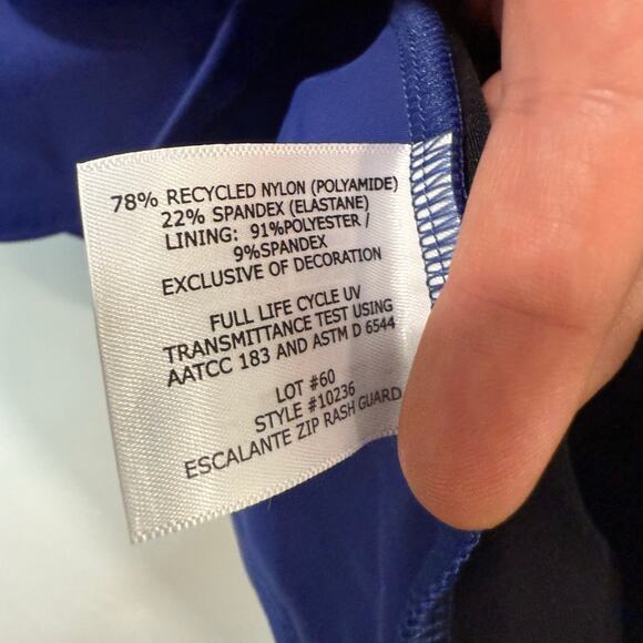 Coolibar Women's Escalante Zip Rash Guard Swim Top Blue UPF 50 Plus Size 2X NEW - Picture 4 of 10